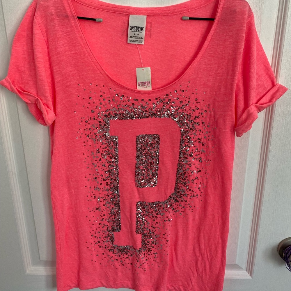 NWT Vintage PINK Pink& Silver Shirt sz L